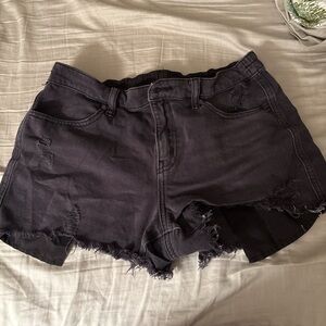 Aerie Black Distressed Jean Shorts